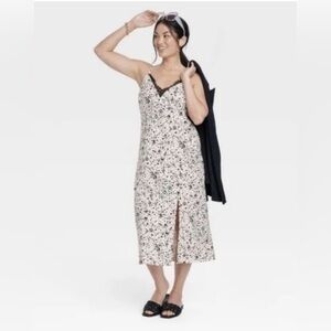 A New Day Black and White Spotted Midi Dress